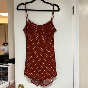 LA Hearts Tie-Back Romper with Polka Dots